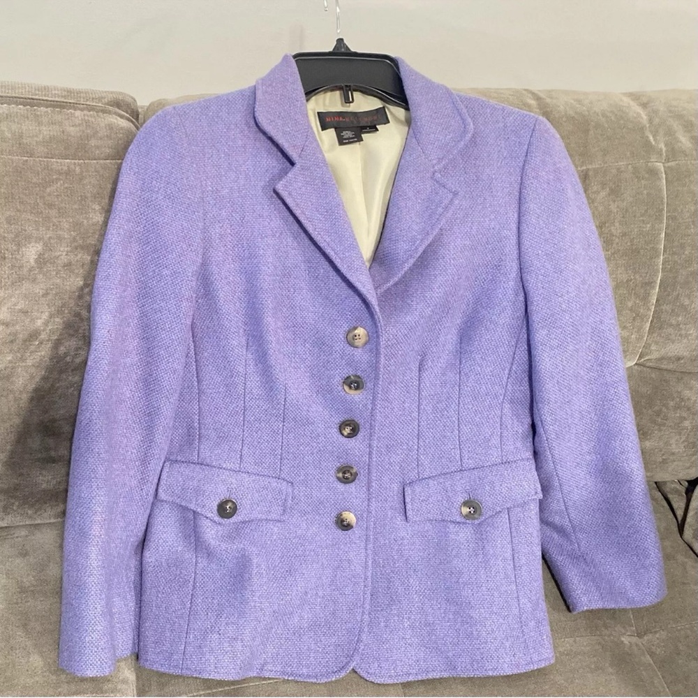 NINA MCLEMORE Blazer Women’s 0 Wool Jacket Silk Lined Office Business Career